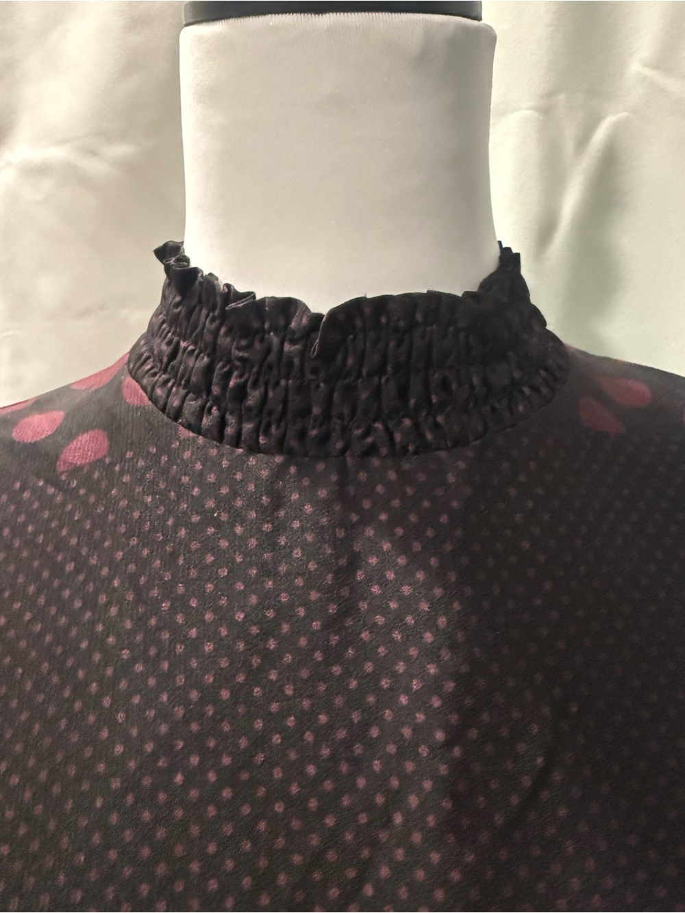 Who What Wear Black Midi Dress with Burgundy Dot Print - Picture 2 of 5